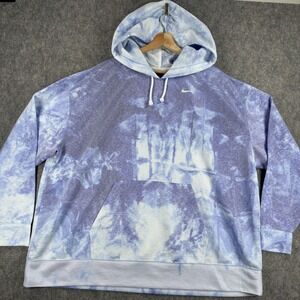 Nike Icon Clash Hoodie Womens 2X Blue Tie Dye DRI-FIT Lightweight Pullover
